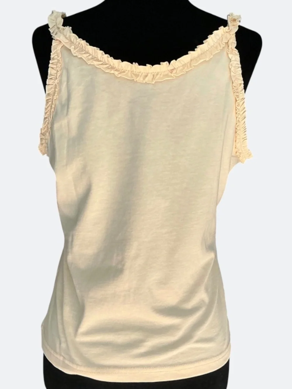 J Crew Broken In Jersey Button Front Butter Yellow Tank Camisole with Ruffle S